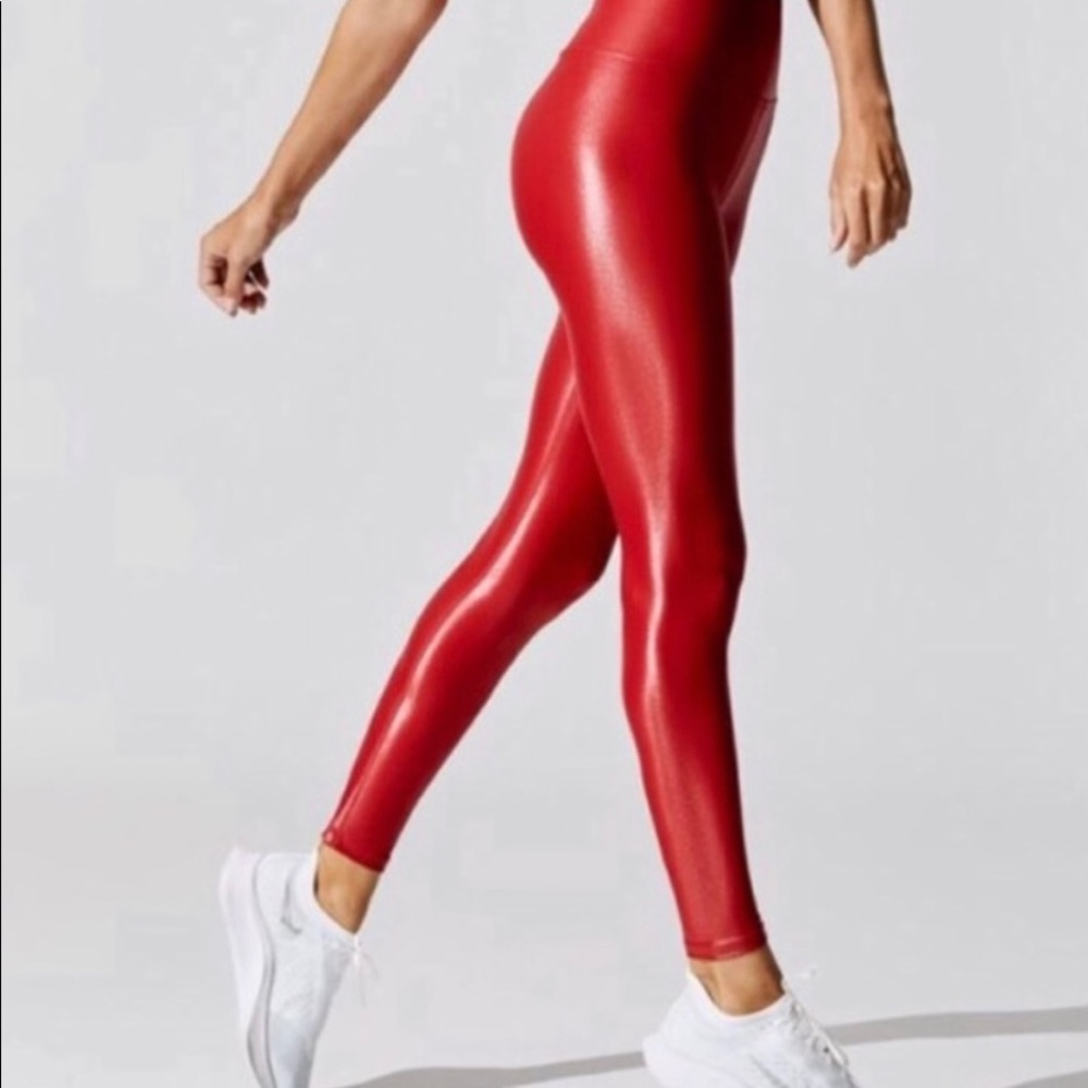 Carbon 38 Red leather leggings (M)